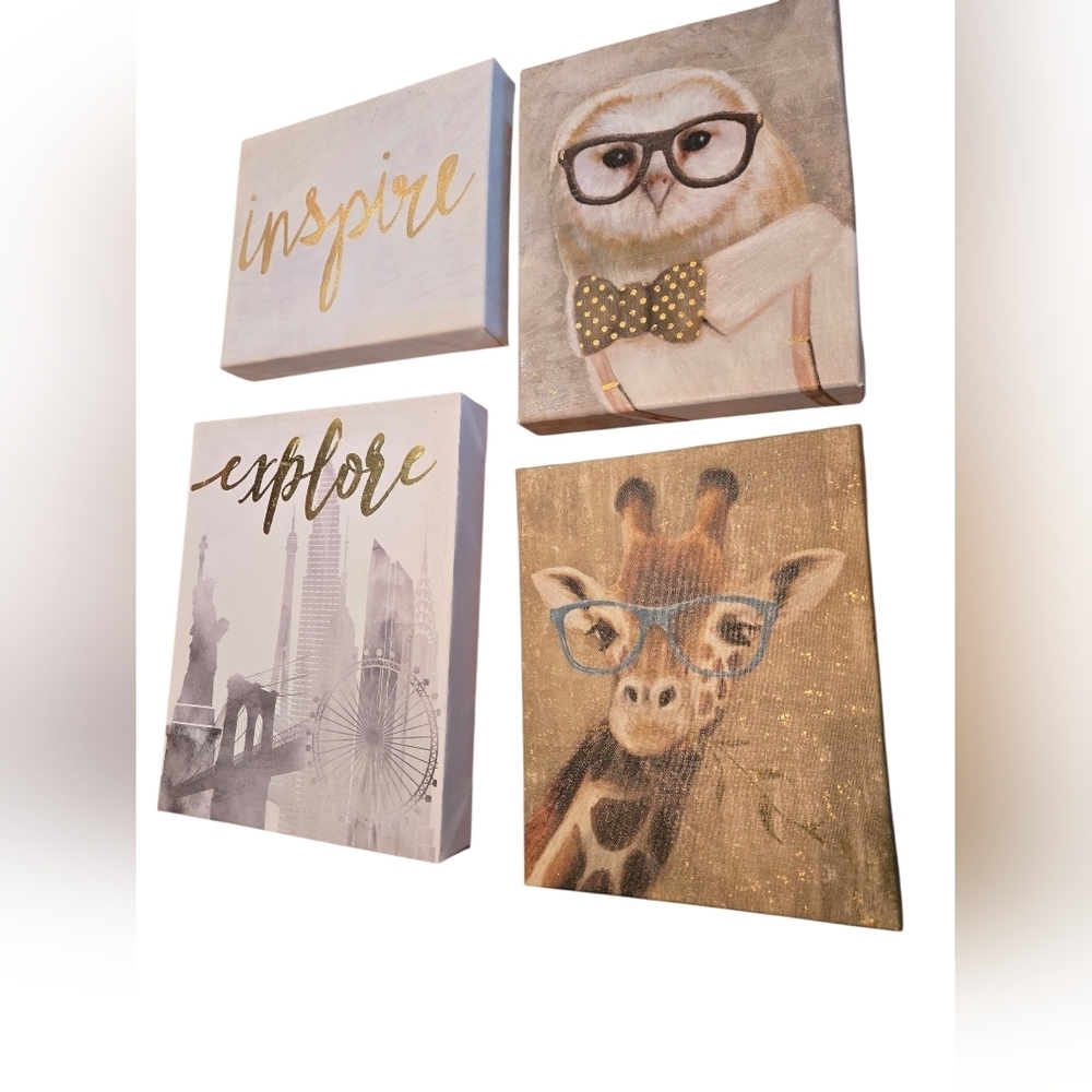 Set of 4 Inspirational Animal Canvas Prints